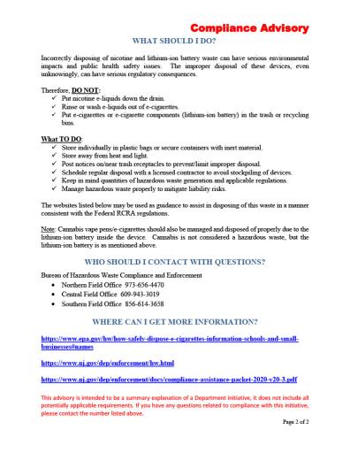 E-Cigarettes & Vape Pens Disposal Pg 2